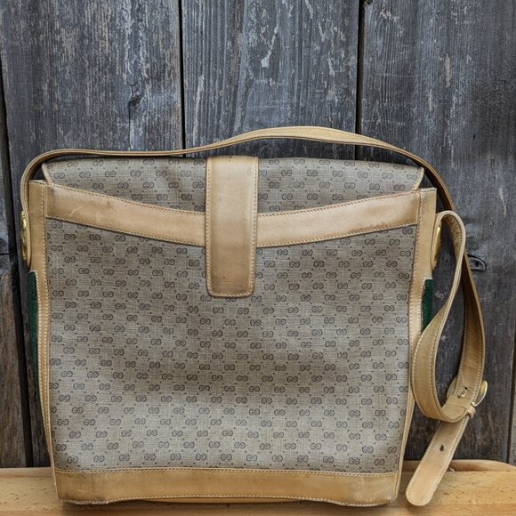 GUCCI Vintage GG Supreme Monogram Purse Crossbody & Wallet Brown Leather Bag - Picture 7 of 16